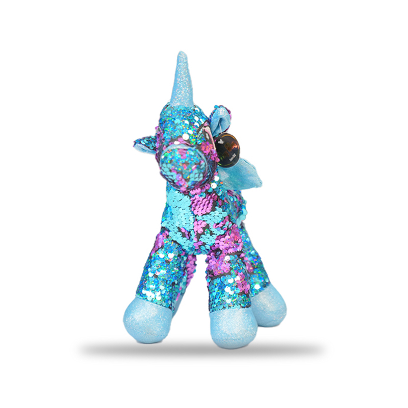 عروسک اسب پولکی مدل یونیکورن ارتفاع 23 سانتی متر