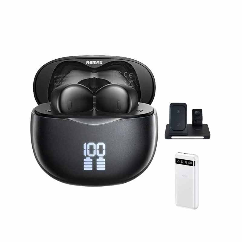 هندزفری بلوتوثی ریمکس مدل W39 + پاوربانک ریمکس مدل RPP-11 +شارژر پایزن مدل (XY-C56 (3in 1 کد (VAL027)