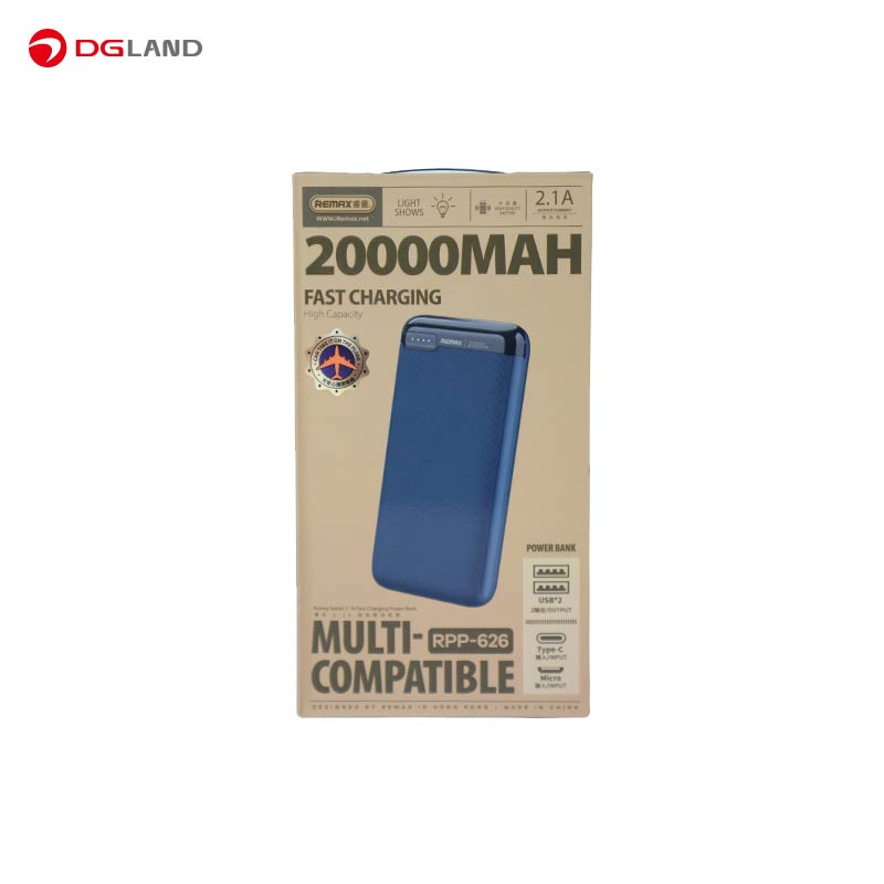 شارژر همراه ریمکس مدل Ruinay RPP-626 ظرفیت 20000 میلی آمپر ساعت شارژر همراه ریمکس مدل Ruinay RPP-626 ظرفیت 20000 میلی آمپر ساعت