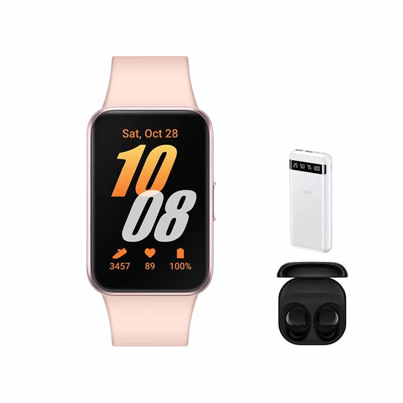 ساعت هوشمند سامسونگ مدل Galaxy Fit3 40mm + هدفون بلوتوثی سامسونگ مدل Galaxy Buds Core + پاوربانک ریمکس مدل RPP 11 کد (VAL050)