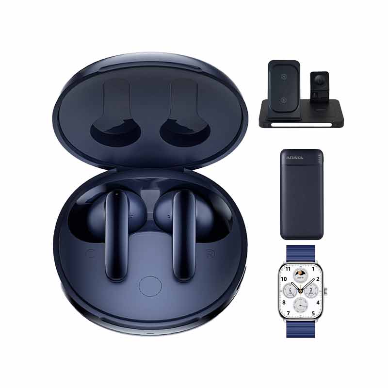 هندزفری بلوتوثی کیو سی وای مدل T13 ANC 2 + ساعت هوشمند گلوریمی مدل GC Plus + پاوربانک ای دیتا مدل C100 + شارژر پایزن مدل (XY-C56 (3in 1 کد (VAL046)