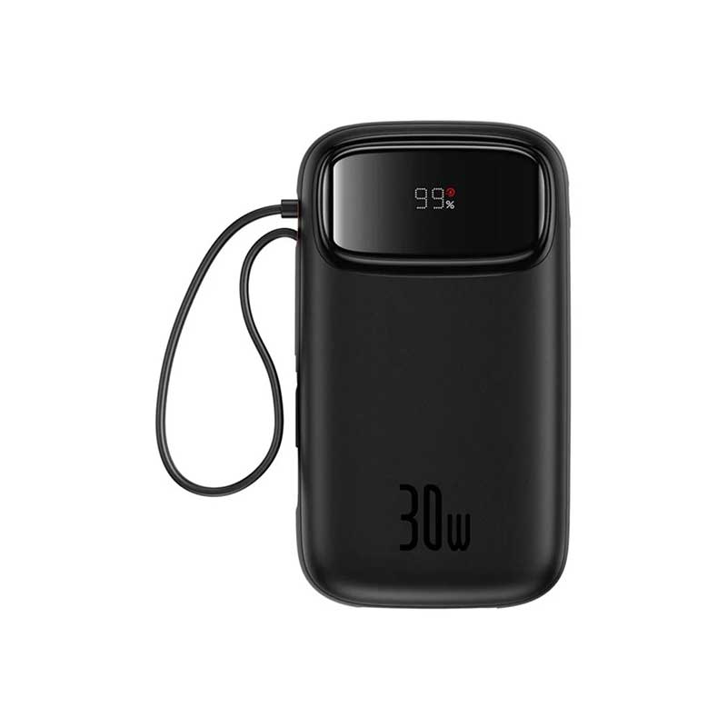 پاوربانک 30 وات بیسوس مدل QPow2 Built-in Dual Type-C Cable ظرفیت 20000 میلی آمپر ساعت