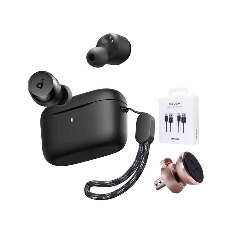 هدفون بلوتوثی انکر مدل Soundcore A25i +پایه نگهدارنده ریمکس مدل RM-C19 + کابل تایپ سی سامسونگ 2 عددی کد (VAL010)